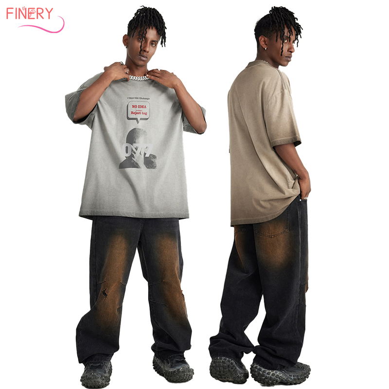 Summer 100%Cotton T-Shirt Short-Sleeve 255GSM Man T Shirt Short Sleeve Pure Color Clothes for Men