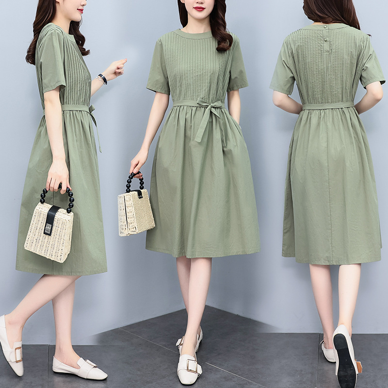 Cross-border Women's Summer Resort Dress Europe America-Regular Deep V Ruffled Floral Crocheted Knee-Length High Waist