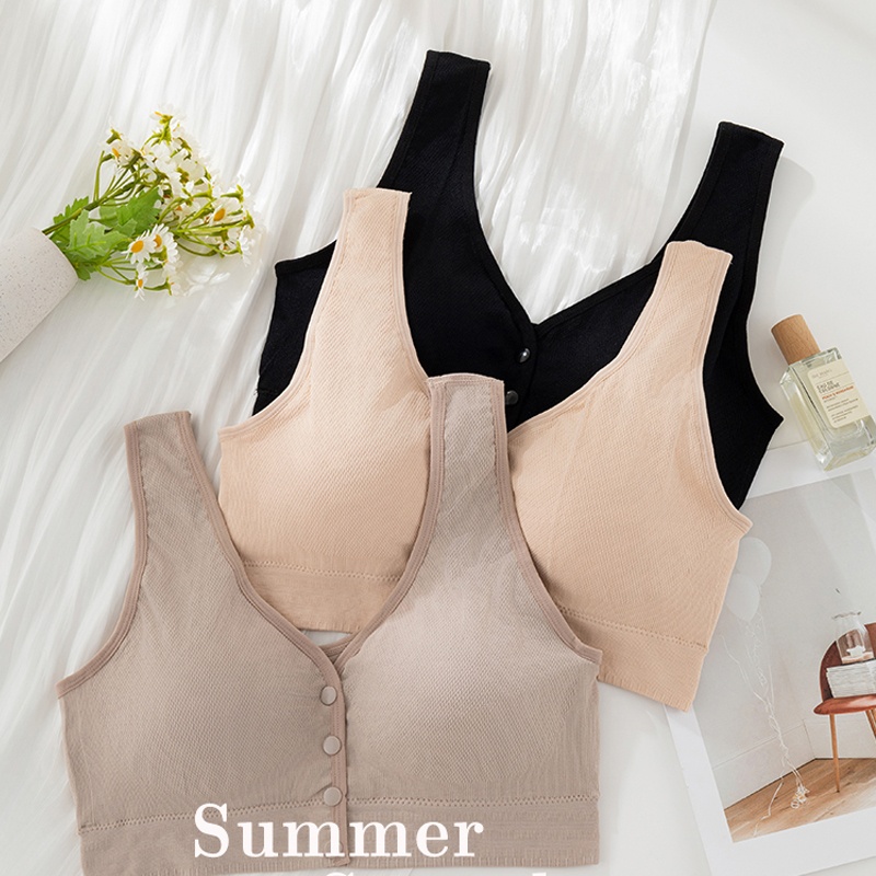 Breathable Everyday Women's Push-Up Summer Full Cup Seamless Wire-Free Comfort Maternity Nursing Bra Front Closure
