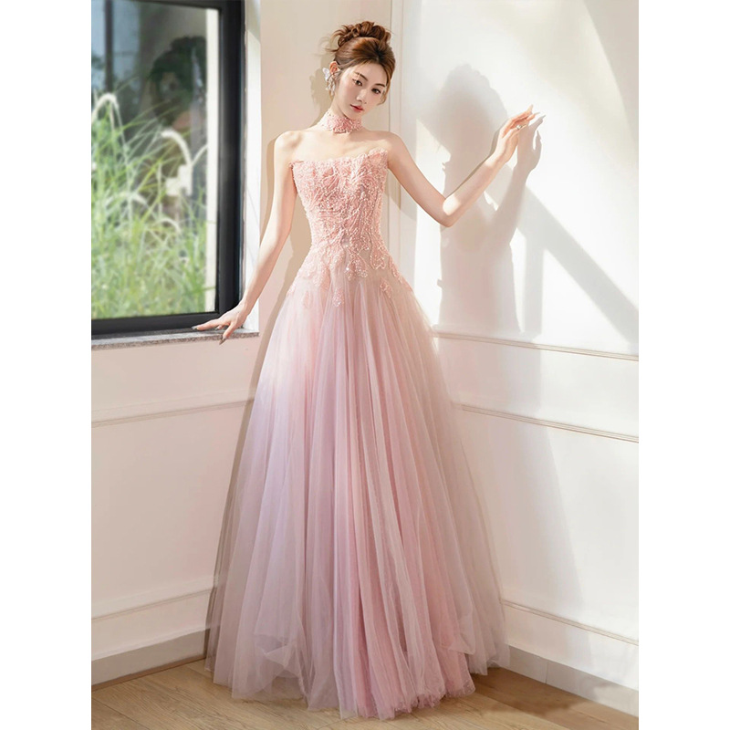 New Modern Evening Trumpet Gown in pink Ankle-length Suitable for Brides and Annual Meetings As a Host's Formal Gown