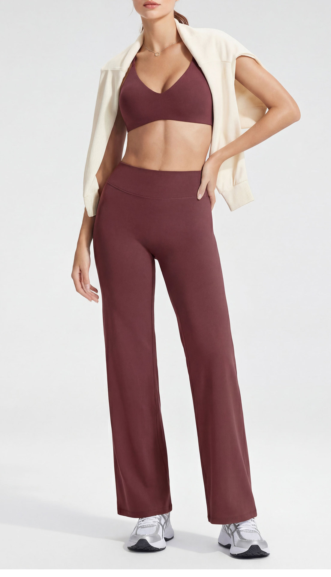 High Waisted Straight Leg Yoga Pants - Detail 7