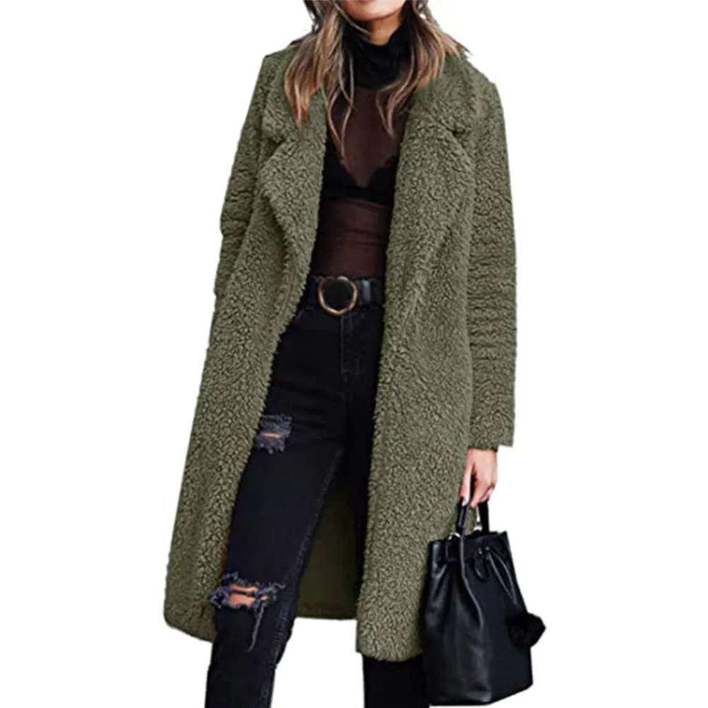 Women's Fashion Winter Coat Fuzzy Sherpa Fleece Detail 1
