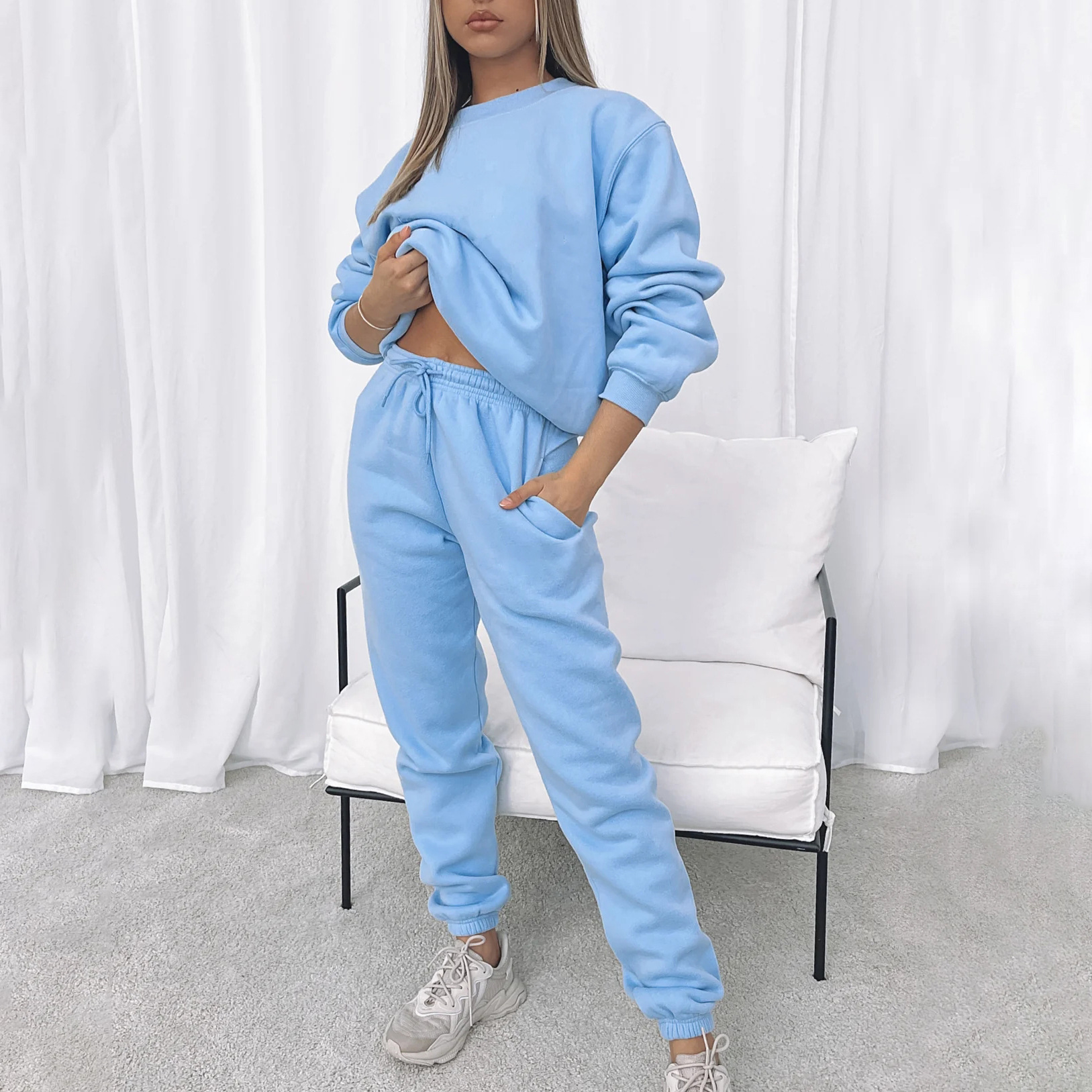 RUIQUWIN Women's Fashion Casual Long Sleeve Set Autumn High Quality Solid Color Neck Pullover Maternity Eco-Friendly Heavyweight