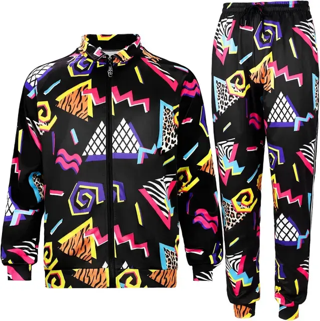 Unisex Geometric Pattern 100% Nylon Breathable Printed Drawstring Closure Sportswear Streetwear Long Sleeve
