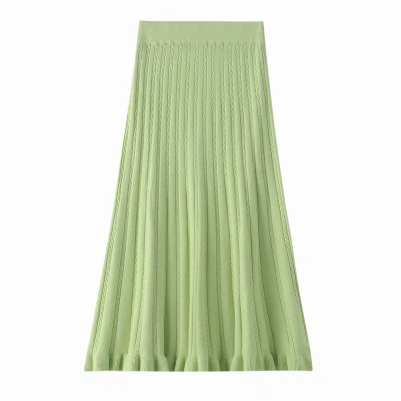 Custom OEM ODM Women's Vintage Casual Sweater Skirts Woolen Breathable Knitted Midi Natural Waistline Wholesale Spring