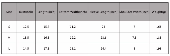 Size Chart 1