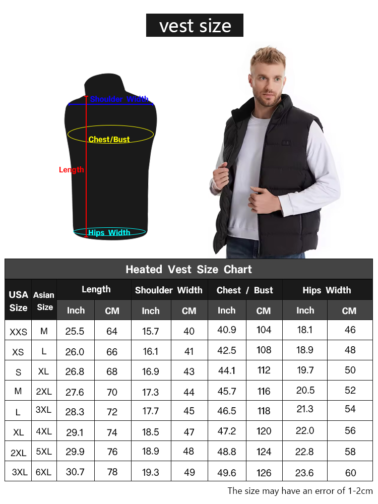Custom Logo Winter Heated Apparel USB Heating Waistcoat Multi Zone Heated Gilet Dual Four Control Smart Electric Heated Vest