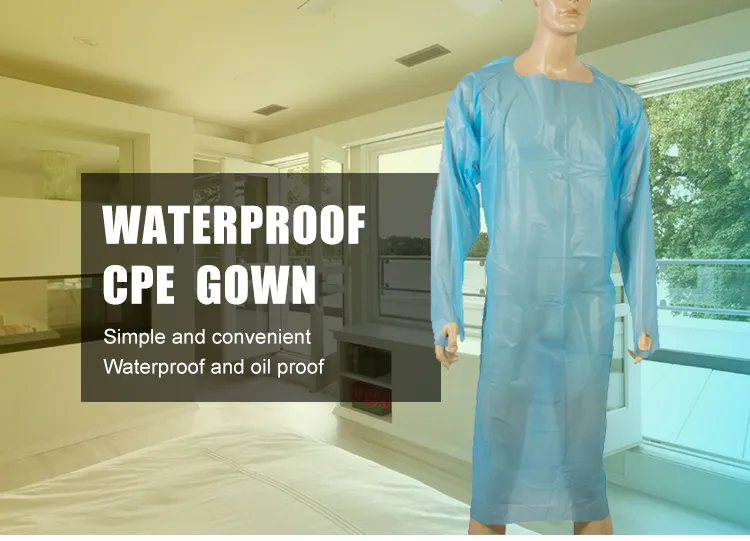 Blue CPE Gown Disposable CPE Isolation Gowns PE Gown Ttumb up Hospital Clothes Level 3