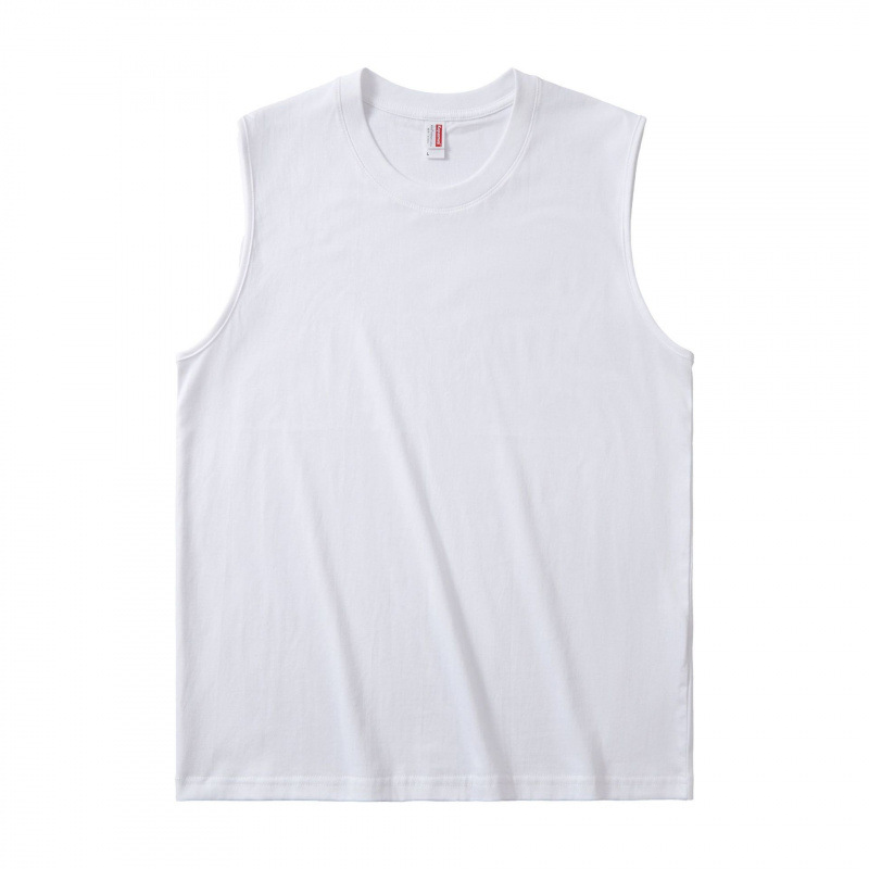 Customized Men Tank Top Breathable 220g 100% Cotton Knitted Round Neck Sleeveless Stretchy Casual Daily Summer Workout Vest
