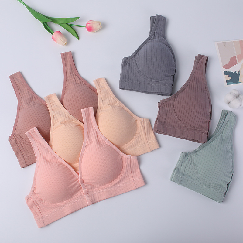 1018# Girls Plus Size Cotton Breastfeeding Bra Vest Maternity Bra Open Front No Underwire Women Knitted Pregnancy Clothing
