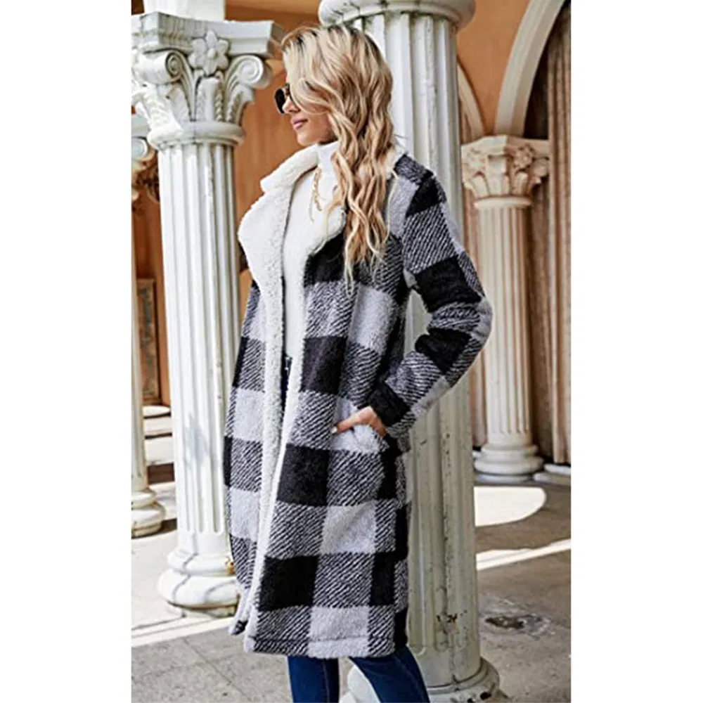 Women's Fashion Winter Coats Fuzzy Fleece Long Sherpa Hooded Jackets Button Down Faux Fur Warm Outerwear