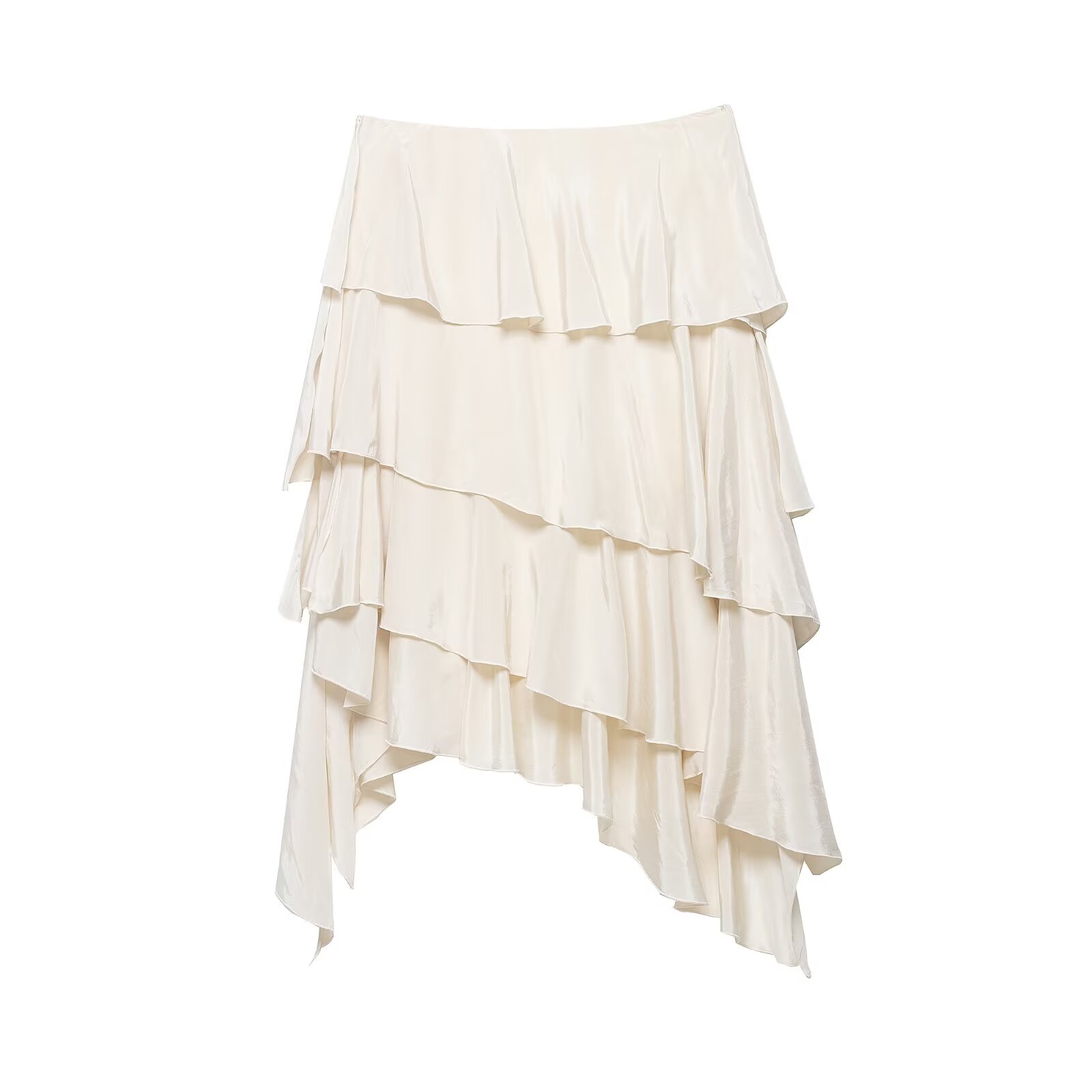 TAOP&amp;ZA 2026 Spring Women's European and American Style Casual Layered Asymmetrical Hem Midi Skirt 2537209