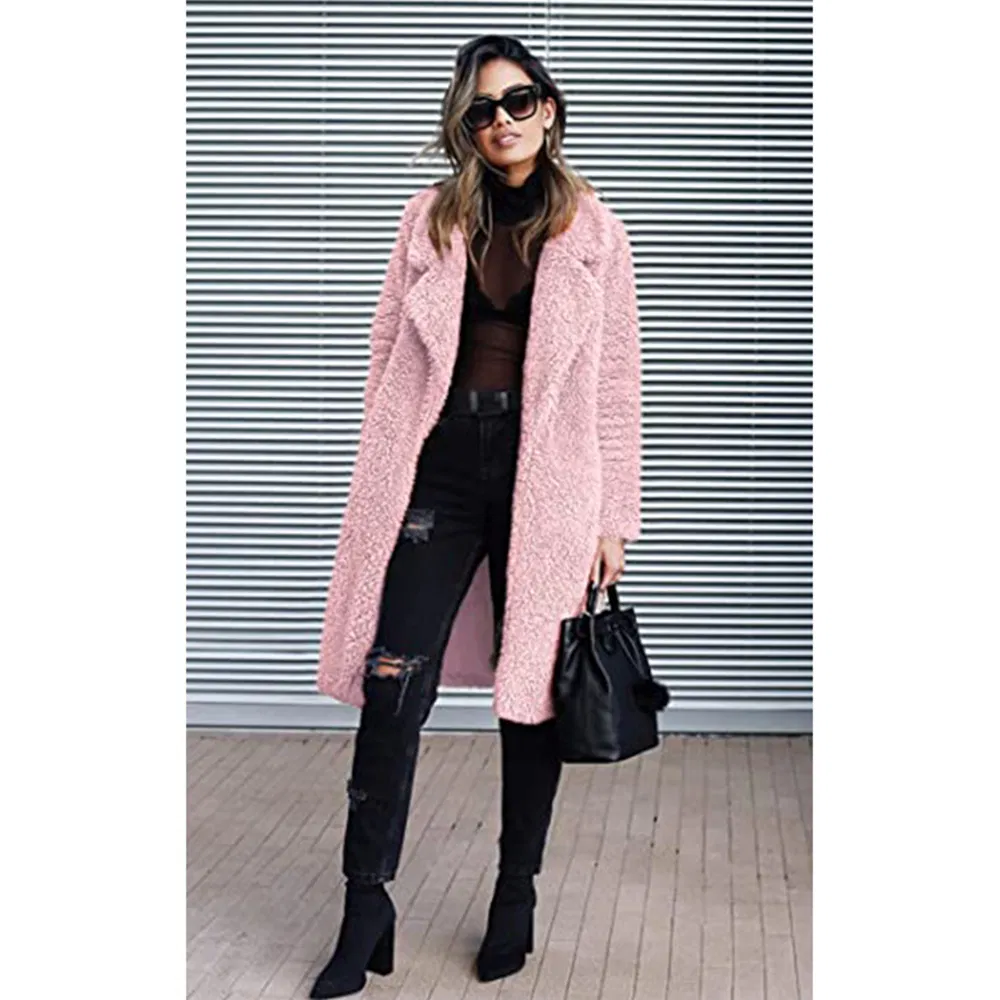 Women's Fashion Winter Coats Fuzzy Fleece Long Sherpa Hooded Jackets Button Down Faux Fur Warm Outerwear