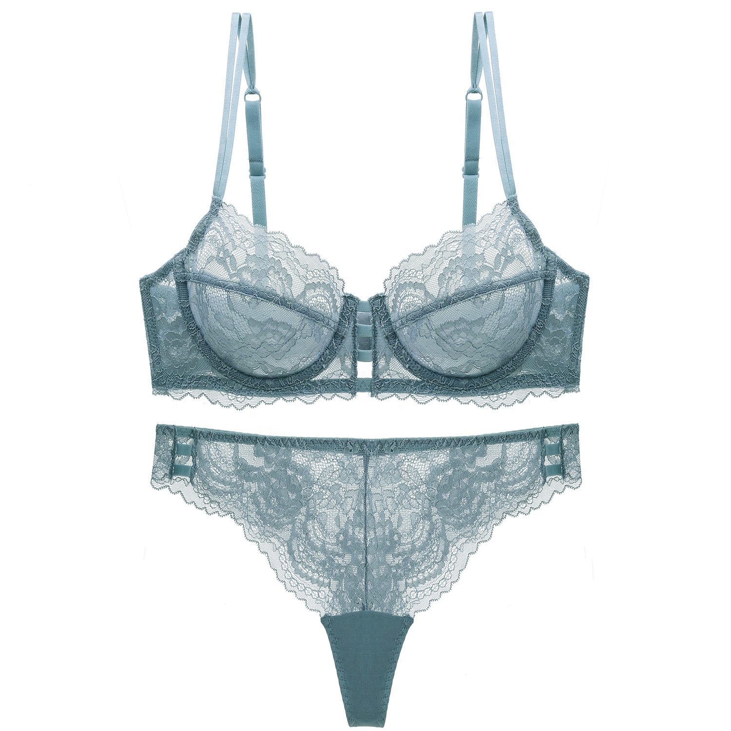 New Womens Underwear Push-up Bra Sexy Ultra-thin Breathable Lace Bra With Thong Bra Set
