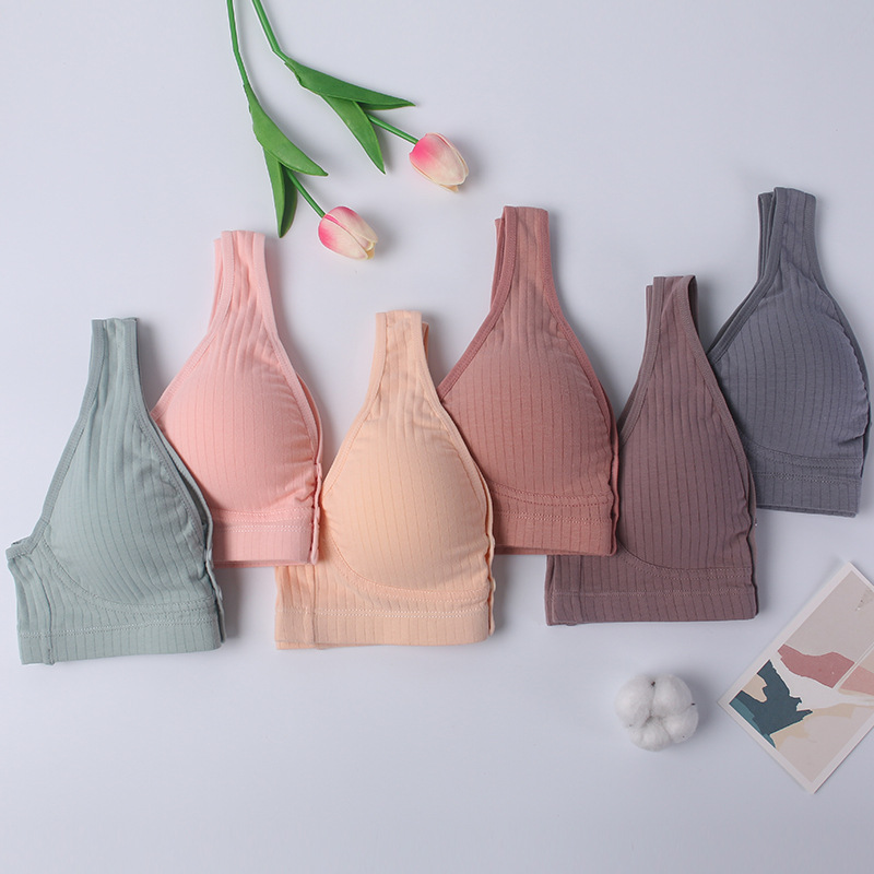 1018# Girls Plus Size Cotton Breastfeeding Bra Vest Maternity Bra Open Front No Underwire Women Knitted Pregnancy Clothing