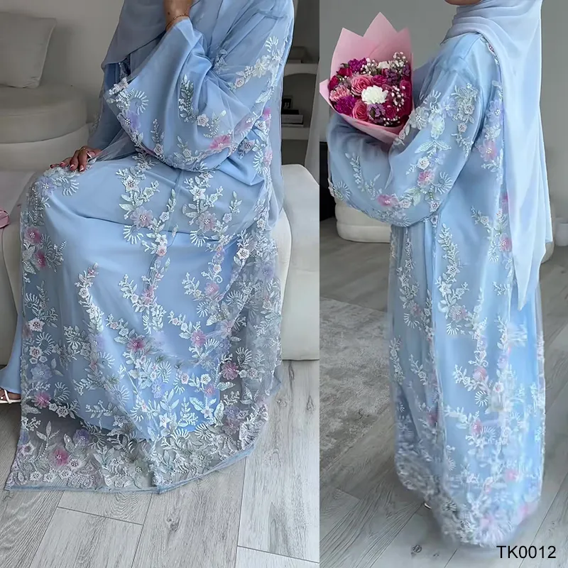 Wholesale Lace Flower Beaded Abaya for Modest Fashion