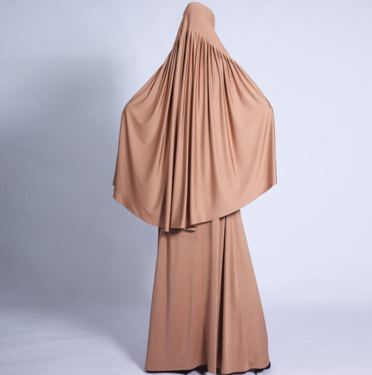 2021 Solid Color Dubai Turkish Muslim Islamic Clothing Modest Fashion Muslim Women Hijab Dress Two Pieces Abaya