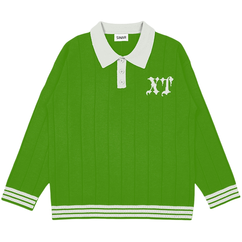 Custom LOGO Men Sweater Winter Casual Jacquard Letter Design Knitwear Loose Rib Jumper Long Sleeve Polo Shirts Knitted Sweater