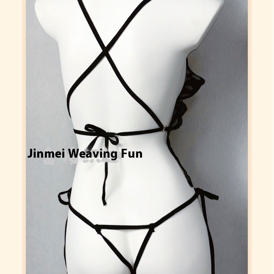 Golden Silk Woven Fun Sexy Lingerie Large Butterfly Strap Open Crotch Bodysuit Hollow Binding Temptation Women's Sexy Lingerie