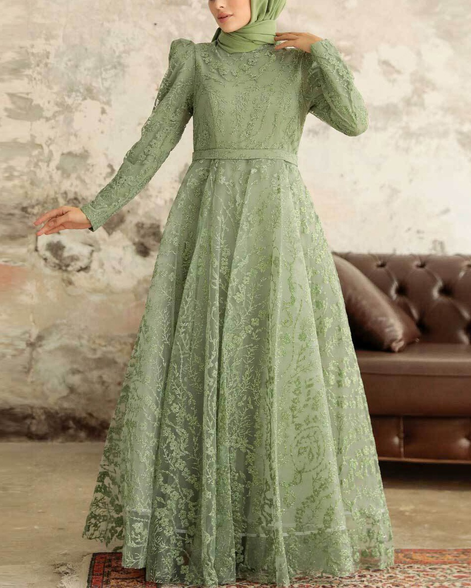 OEM Custom High Quality Dubai Elegant Lace Party Wear Modest Evening Dress