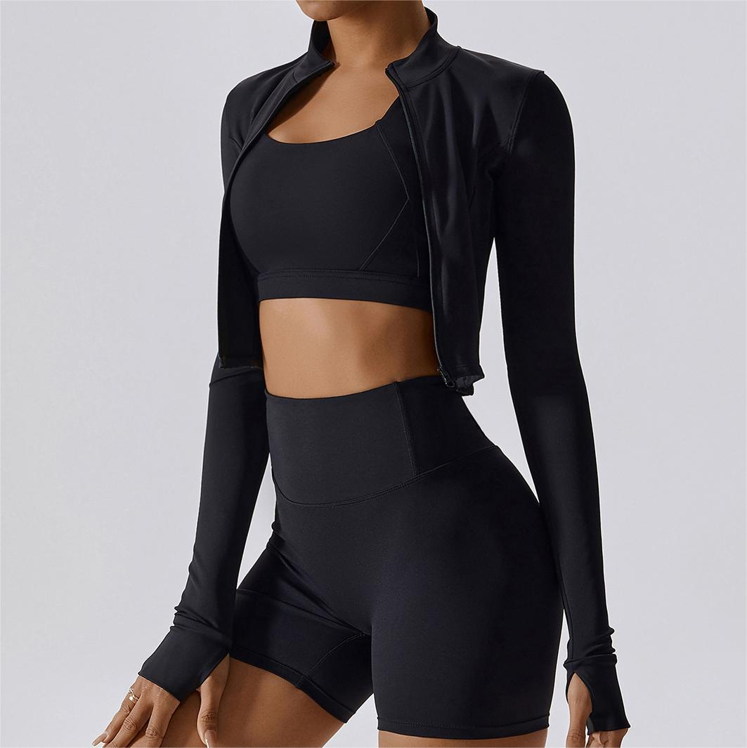 Custom Wholesale Reversible Solid Women's Yoga Fitness Gym Activewear Jacket Long Sleeves Sports Clothing Spandex/Nylon Seamless