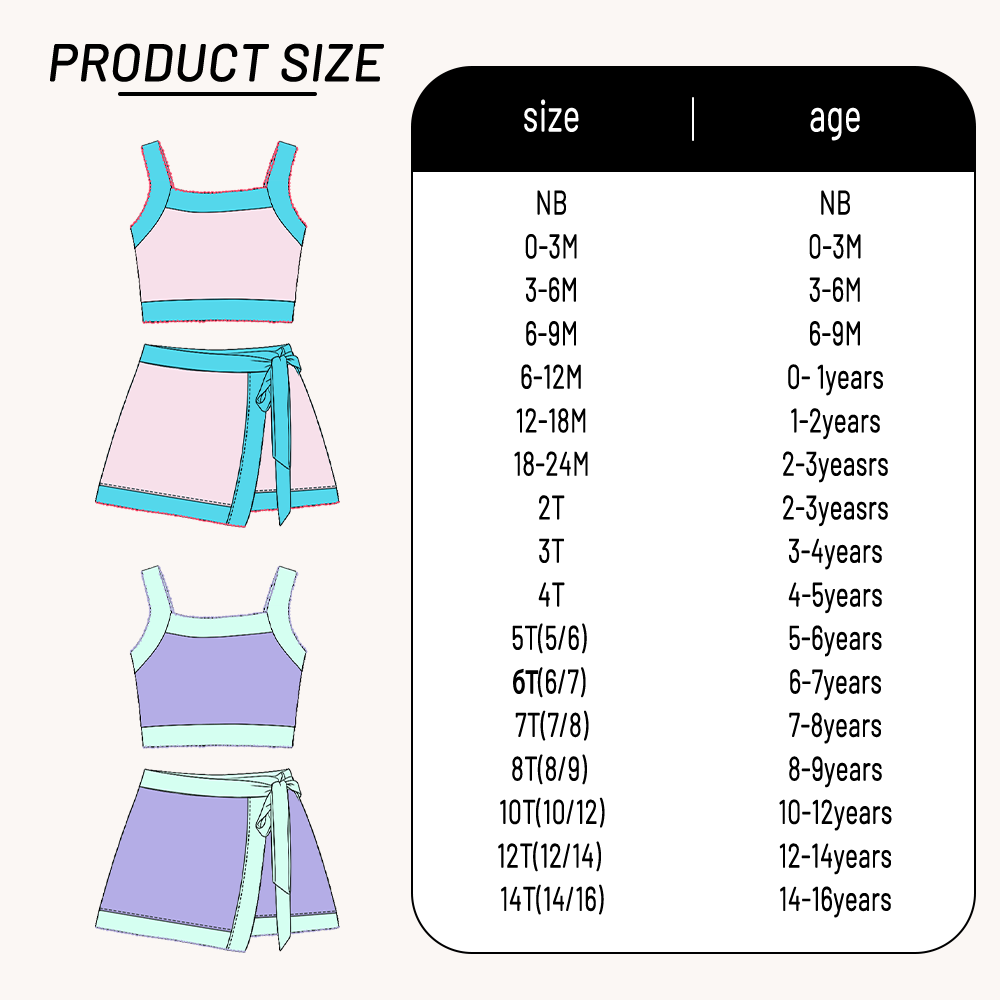 Custom Girls Yoga Set 2 Piece Square Neck Top Wrap Skirt Contrast Zigzag Stitch High Elasticity Dance Wear CPC
