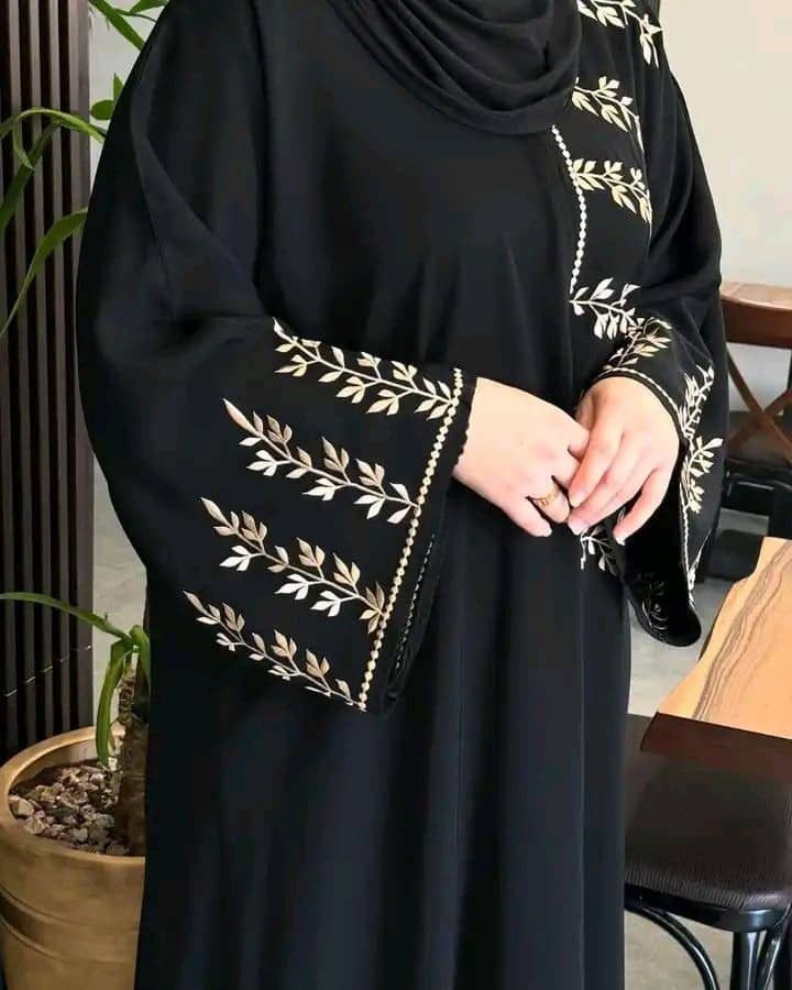 BEAUTIFUL SATIN STRAIGHT LUXURY WOMEN'S EVENING PARTY WEAR FRONT BACK HAND EMBROIDERY FLOOR-LENGTH BURKHA ABAYA MUSLIM DRESS
