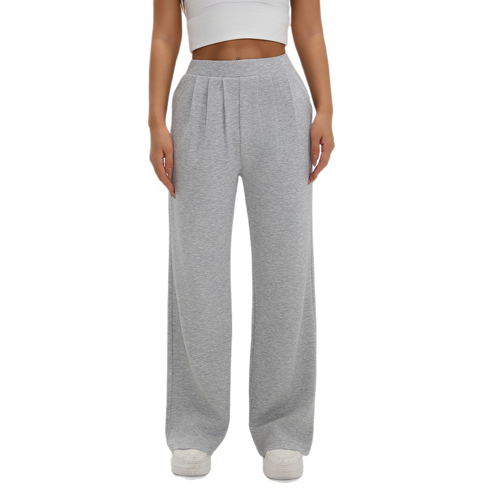 Alxin Custom Casual Sport with Pleated Edges High-waisted Knitted Straight-leg Pant Sports Trousers Women Clothing Women's Pants