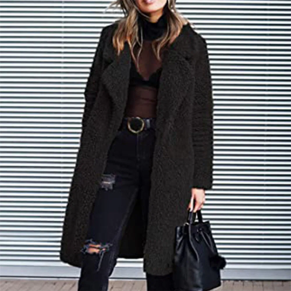 Women's Fashion Winter Coats Fuzzy Fleece Long Sherpa Hooded Jackets Button Down Faux Fur Warm Outerwear