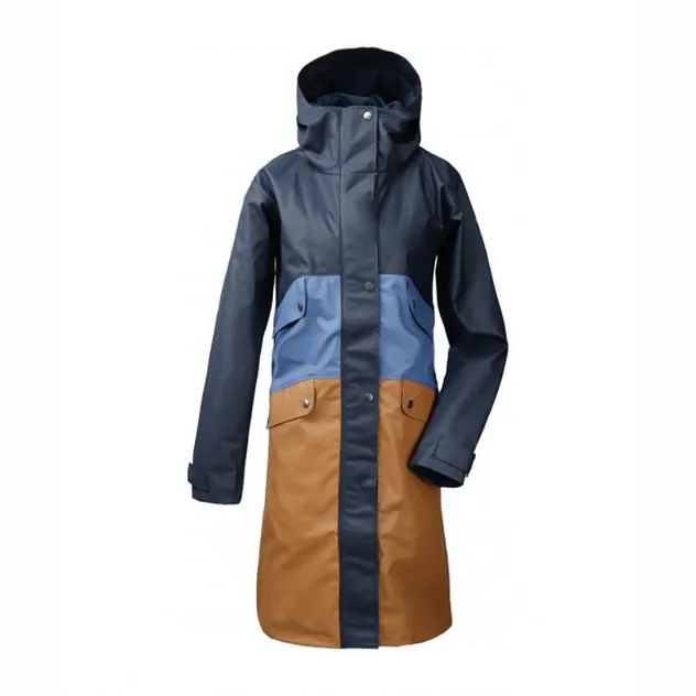 Fashionable Waterproof Windbreaker Jacket PU Raincoat Women's Outerwear