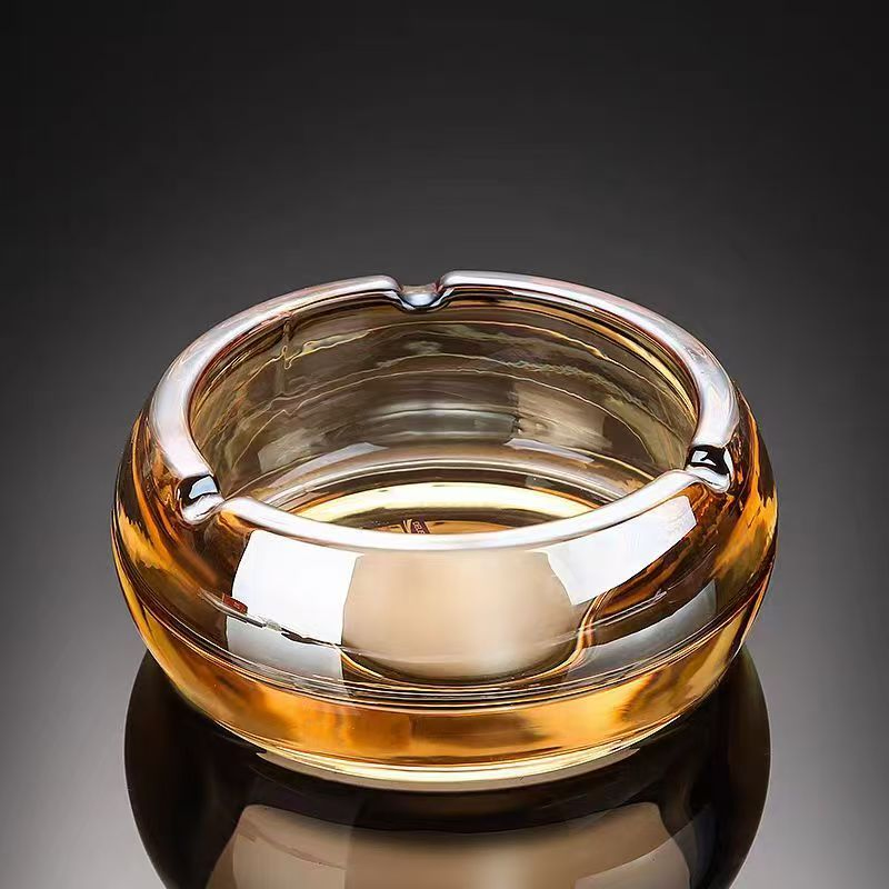 Elegant Gold Glass Ashtray with Spray Color Glassware Tableware