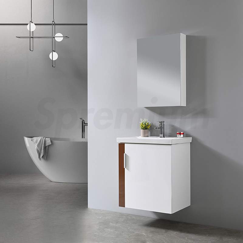 Popular Single Small Hanging Sink Bathroom Slab Vanity Cabinet Storage with Mirror