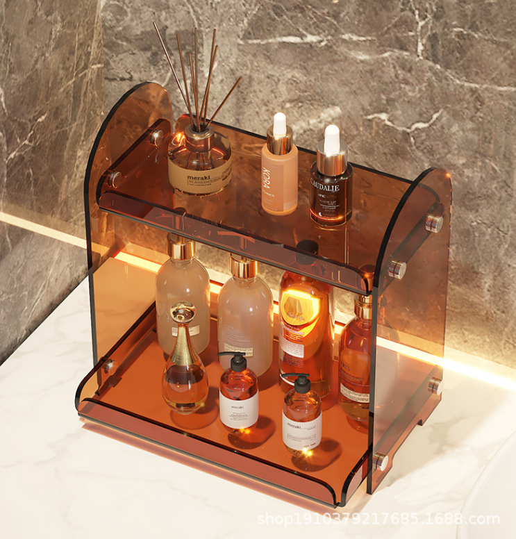 Washstand Cosmetics Rack Bathroom Light Luxury Style Acrylic Multi-Layer Desktop Storage Box