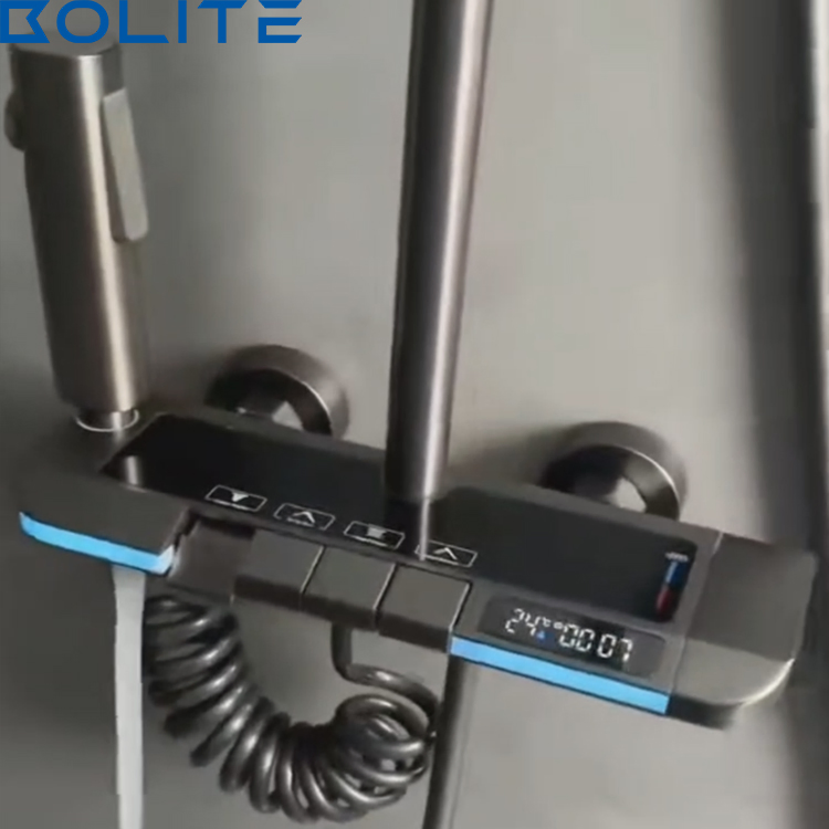 Promotion LED Digital Atmosphere Bathroom Hot and Cold Shower Set Multifunctional Piano Key Shower System