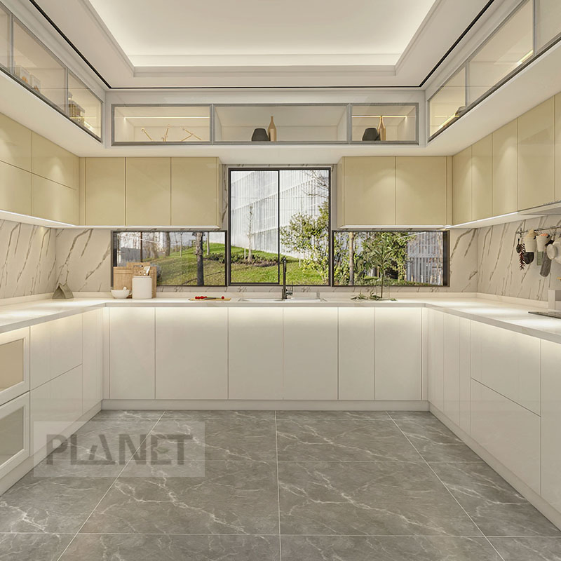 Custom Italian Smart Kitchen Cabinets Aluminium Frame Glass Door Kitchen Cabinets System