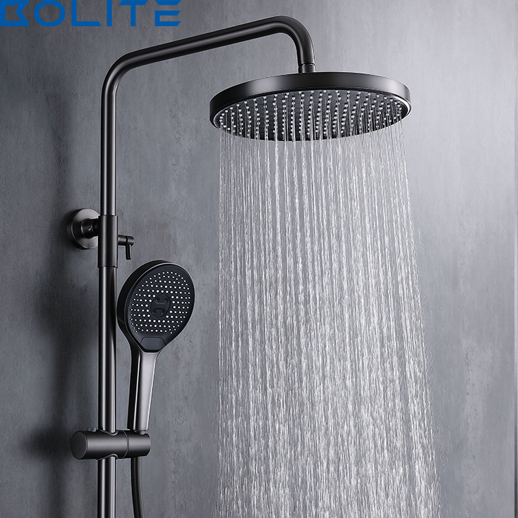 Matte Gray Wall Mounted Brass Creative UFO Whale Series Constant Temperature Hollow Oval Bathroom Shower System