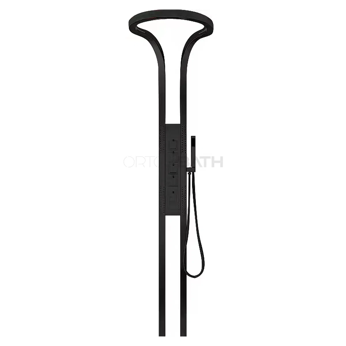 Ortonbath Black Silver Multifunction Rain Fall Hot and Cold Sprinkler Massage Shower Head Sets System Panel