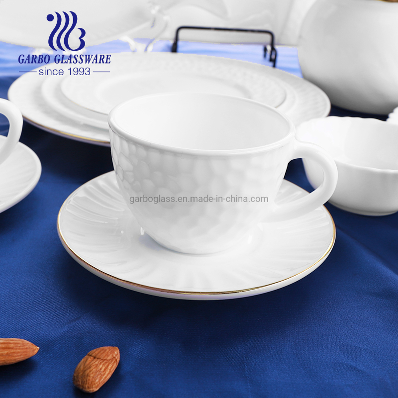 New Fashion Clear Bowl and Plate White Hammer Textured Honeycomb Design Mix Opal Glass Dinnerware Dinner Sets Tableware