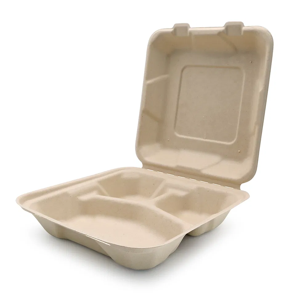 Eco Friendly Custom Sugarcane Bagasse Biodegradable Food Packaging Go Boxes Materials for Restaurant