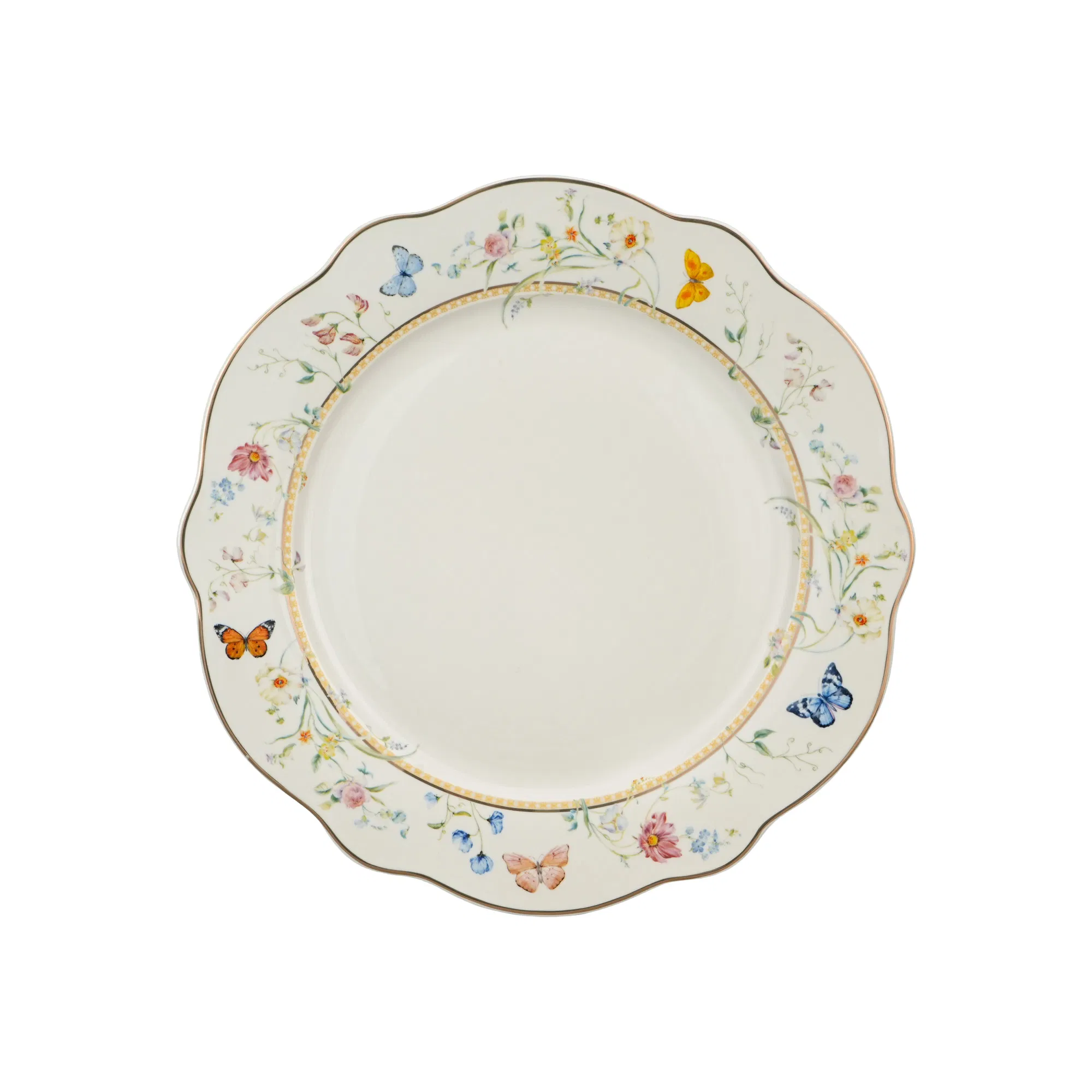 20-Piece Gold Rim Butterfly Floral Pattern Porcelain Tableware Ceramic Dinnerware Set