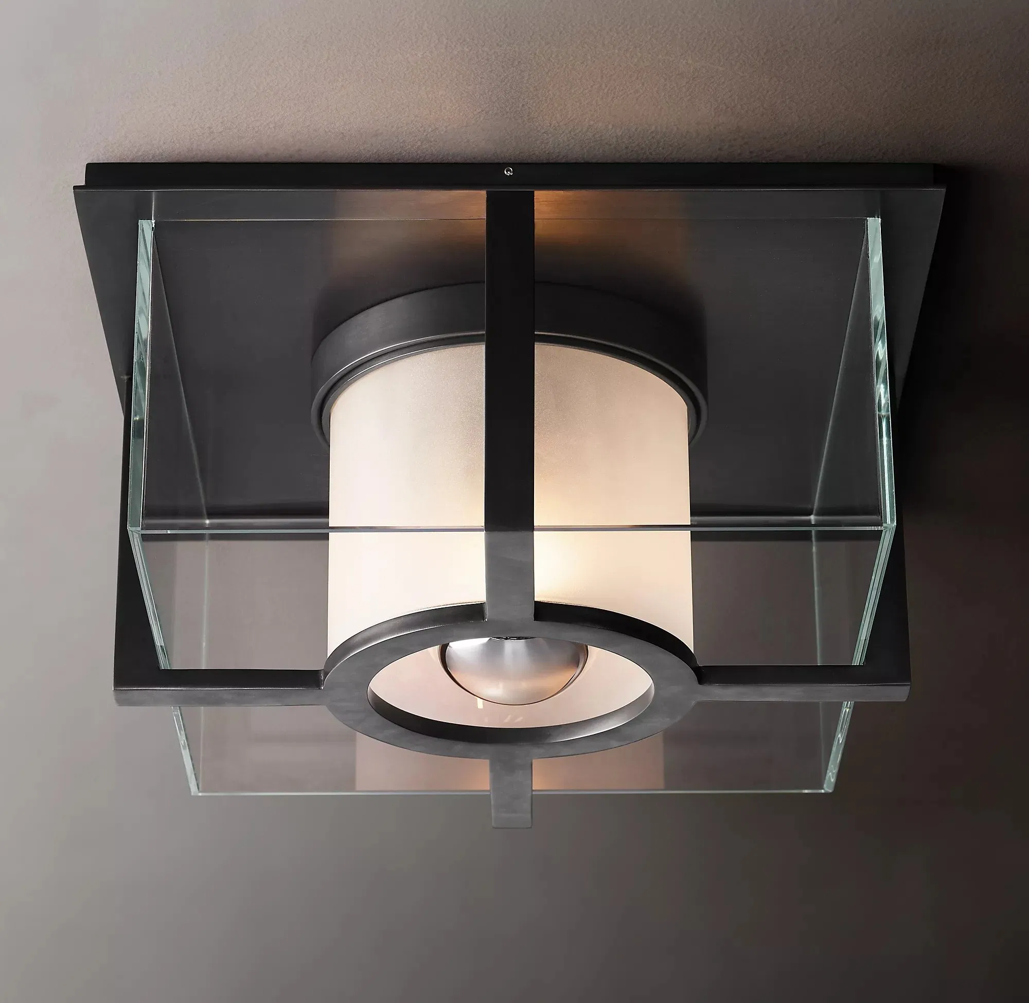 Modern Glass Petrus Square Semi- Flush Mount Ceiling Lighting Fixture for Bedroom Kitchen Bathroom Corridor