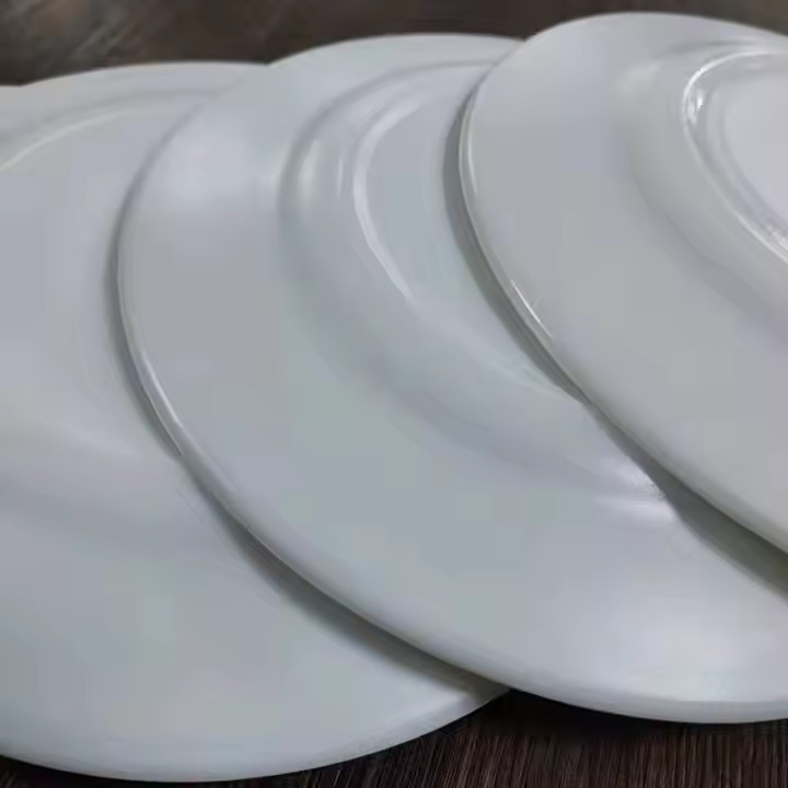 10.5"Dinner Flat Plate Opal Glass White Dinnerware Glass Tableware Kitchenware