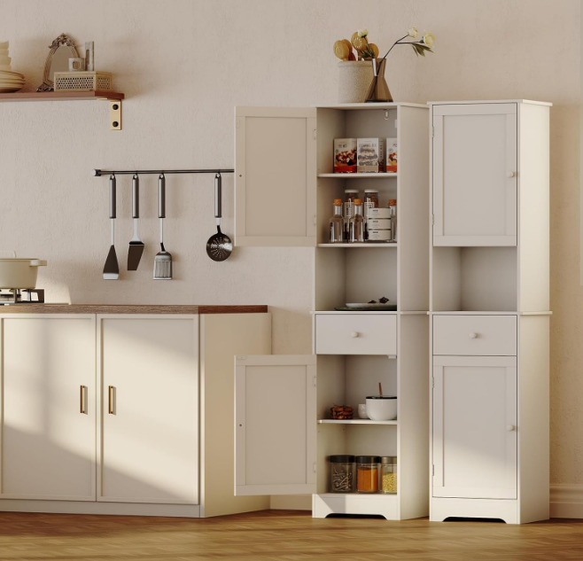 White Bathroom Storage Cabinet for Toiletries and Multi-Functional Use