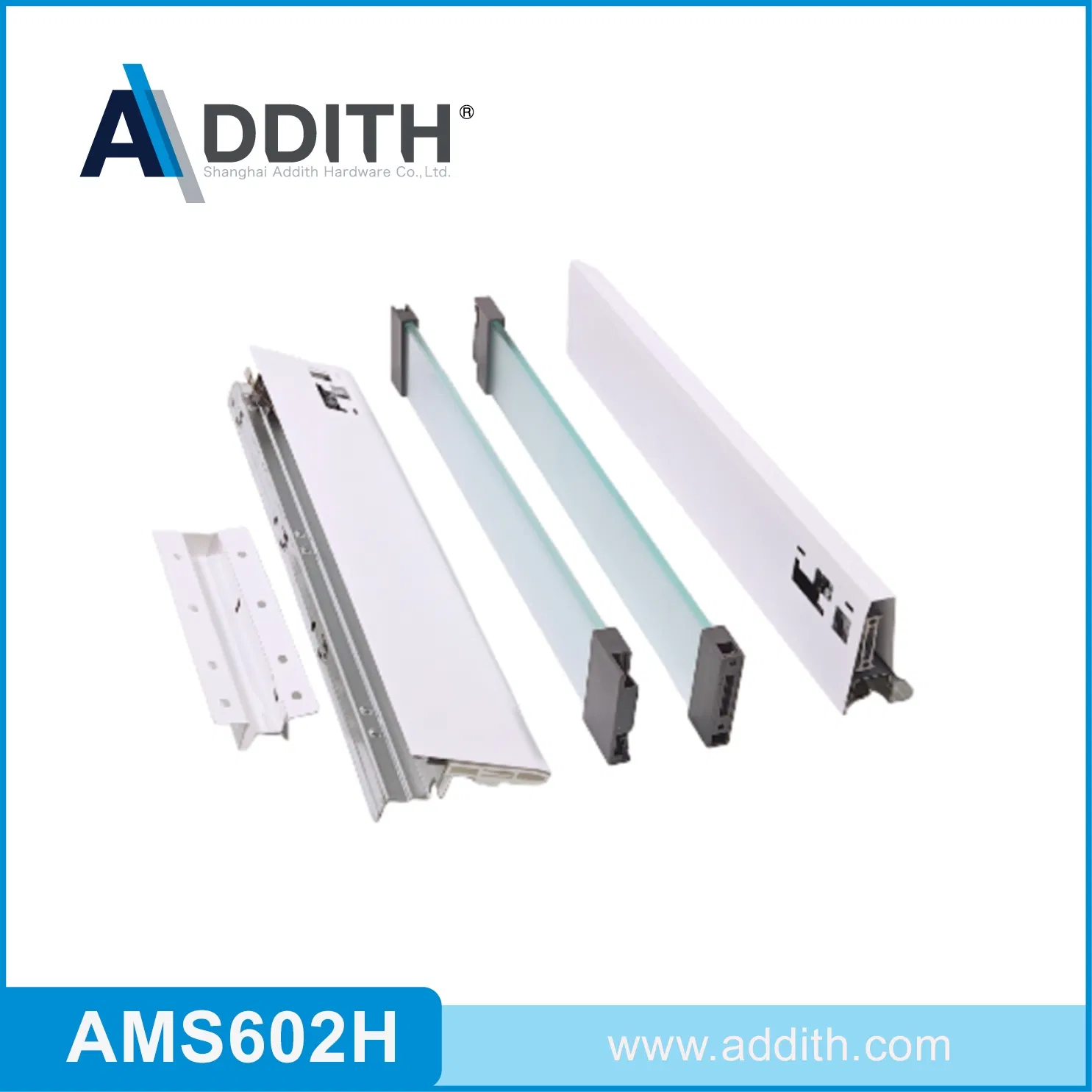 Double-Wall Drawer System for Kitchen Cabinet with Extended Side Glass