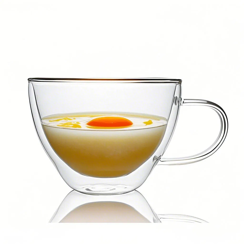 350ml 450ml 550ml 650ml Heat Resistant Borosilicate Double Wall Glass Bowl with Handle Kitchenware Glassware Tableware Soup Drinking Glass Mug