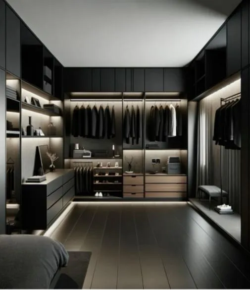 Modern U Shape Walk in Closet Detail