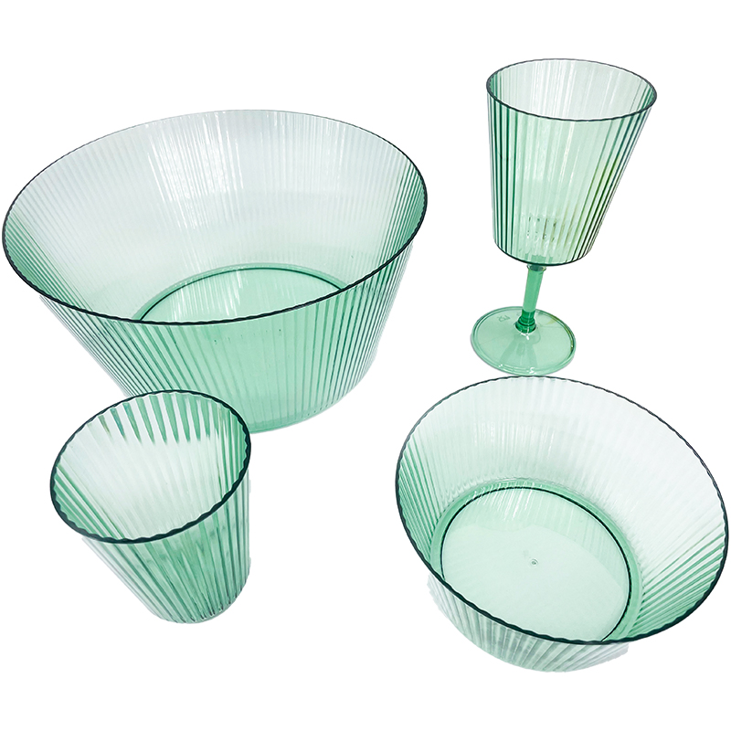 Elegant Green Tinted Glass Tableware for Weddings and Gatherings