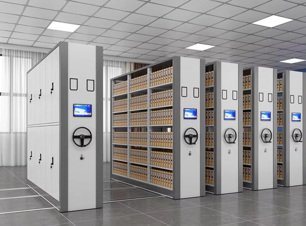Intelligent Mobile Compact Shelving System for High-Density File Storage with Digital Control