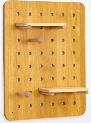 Wooden Wall Rack System with Pegboard for Drying and Display Solutions