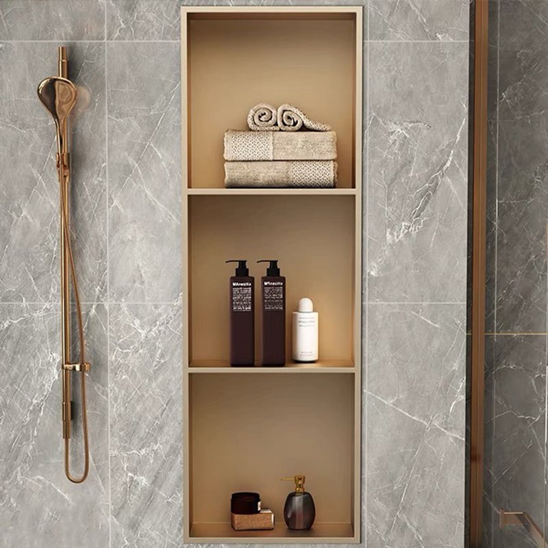Stainless Steel Shower Niche Shelf - No Tile Needed, Flangeless Built-in Bathroom Organizer Rustproof Wall Recessed Storage for Modern Showers